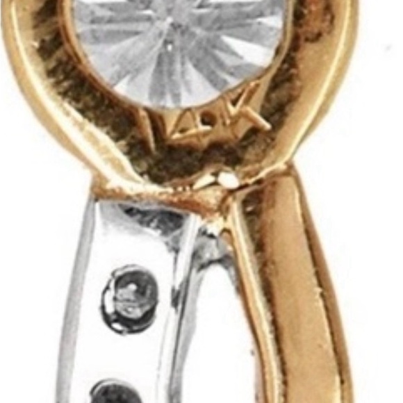 Custom Pendant Natural Diamonds .55 cttw. 2 tone 14 kt Gold 1.6 gr 1 inch long - Picture 5 of 5